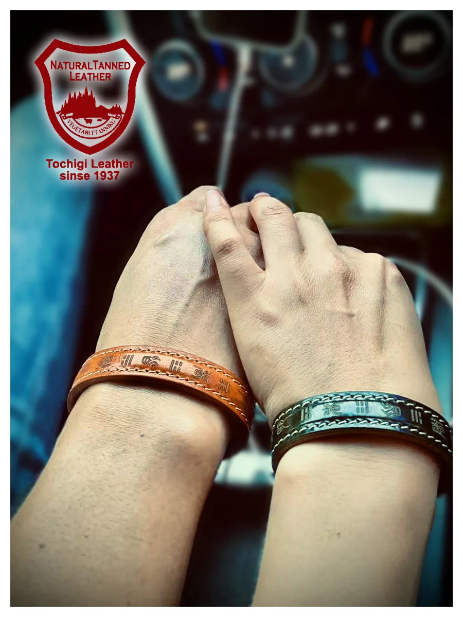 

Seven-character mantra couple leather open bracelet, tochigi leather cowhide retro handmade men's and women's bracelets personal