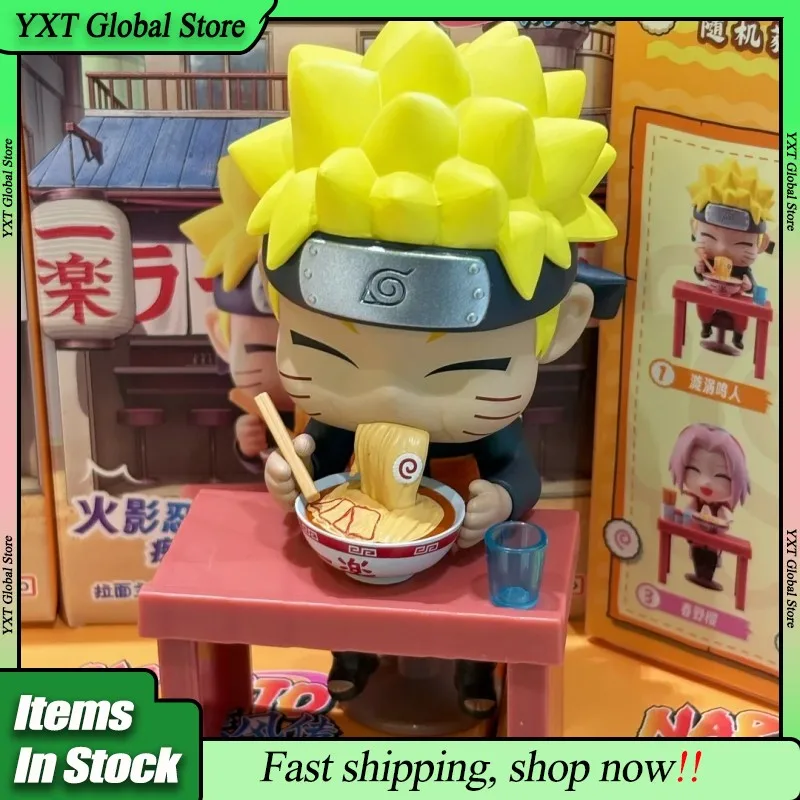 กล่องสุ่มฟิกเกอร์อนิเมะ นารูโตะ ชิปปุเด็น ลายบะหมี่ ยี่ห้อ Bandai ตัวละคร อุซึมากิ นารูโตะ และ ซาสึเกะ ของตกแต่งโต๊ะทำงาน ของขวัญคริสต์มาสสำหรับเด็กผู้ชาย