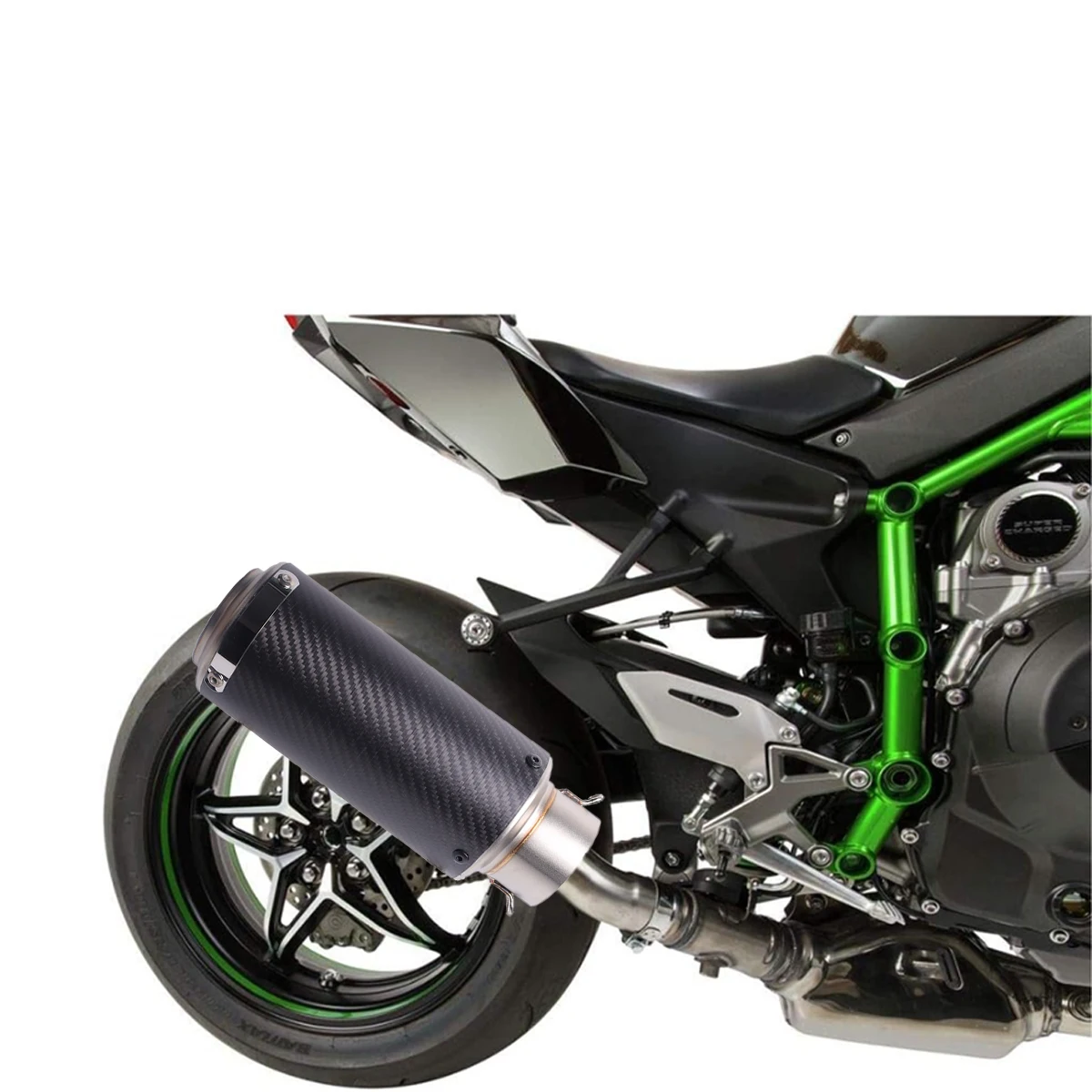 1 piece of carbon fiber small round mouth universal motorcycle exhaust pipe with strip, diameter 60MM, suitable for installation view 5