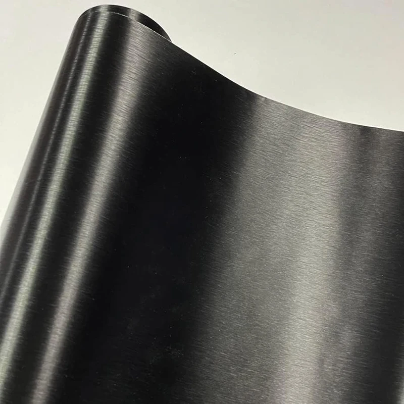 

Premium Black Brushed Steel Vinyl Wrap Roll with Air Release Self Adhesive Decal Car Wrapping Foil