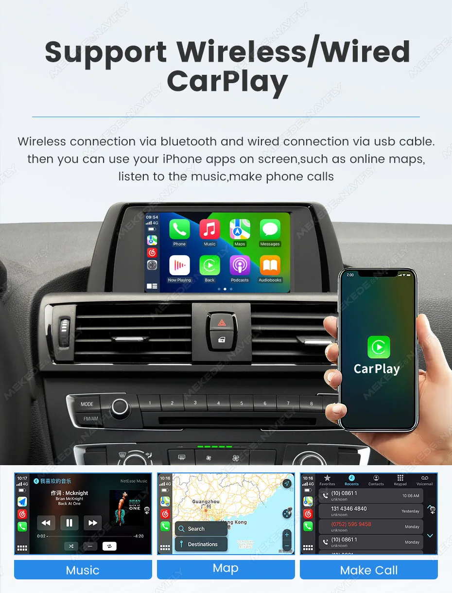 MEKEDE Wireless CarPlay Android Auto Decoder für BMW CCC CIC NBT EVO System 1 2 3 4 5 7 Serie E70 F10 X1 X3 F25 F26 F48 MINI X4 X5 X6 F56 F15 Smart Video BOX – Detail 10