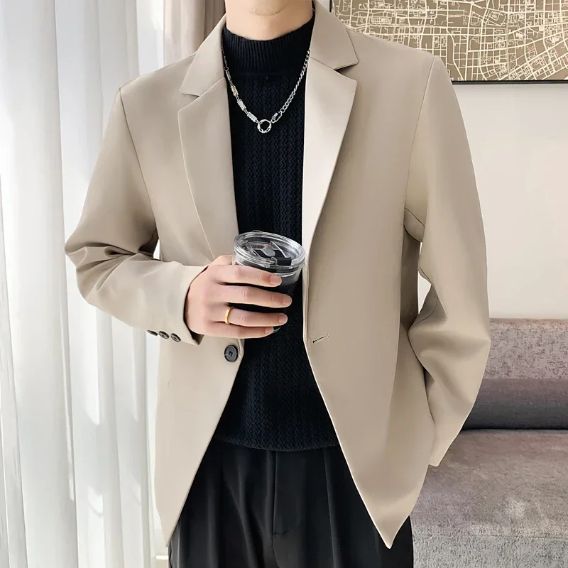 

2024 Spring Summer Formal Blazers Men Korean Fashion Loose Casual Dress Jacket Men Harajuku Social Suit Jacket Clothing S-5XL