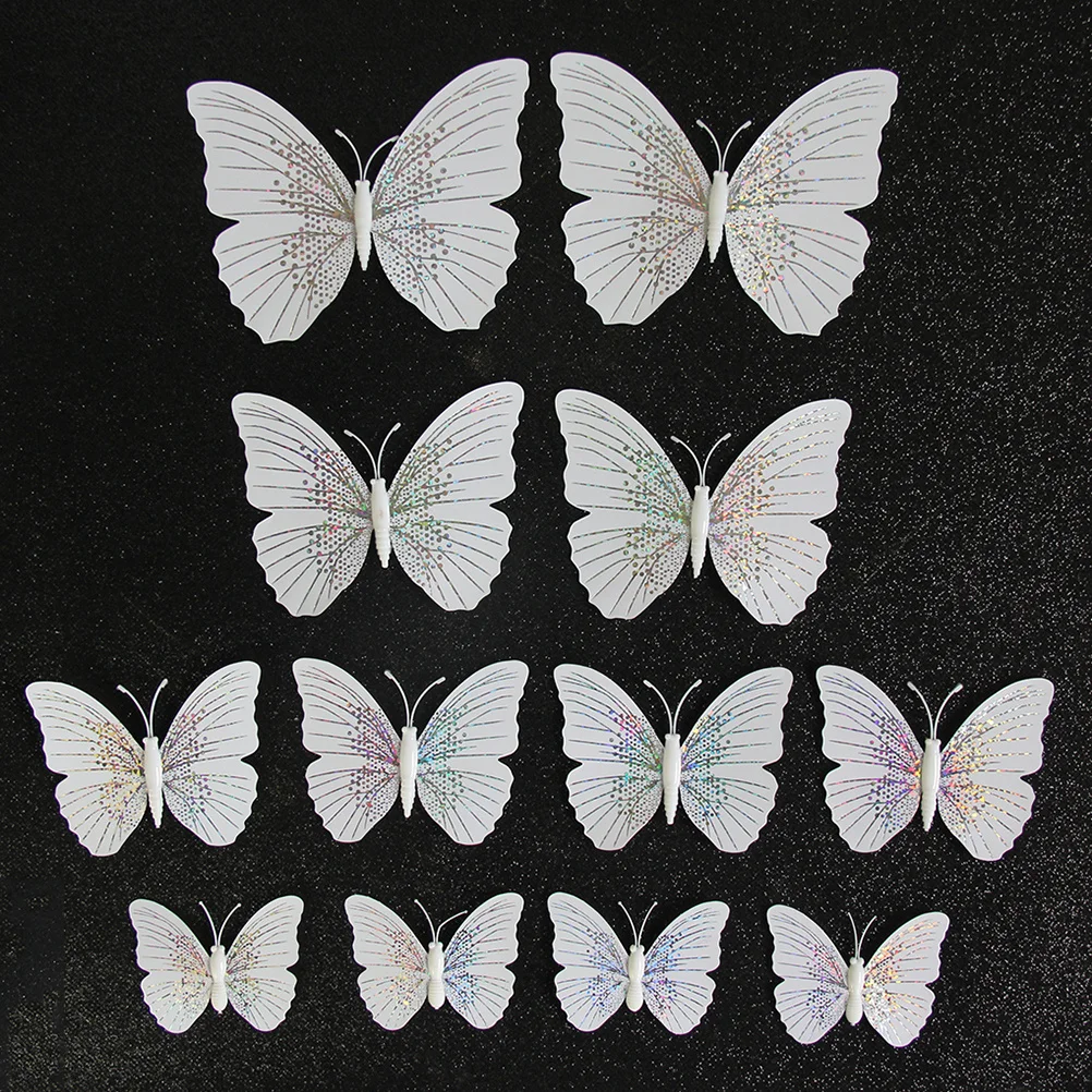 

12Pcs Magnetic Butterfly Fridge Stickers PVC 3D Refrigerator Magnets Home Office Decor Bright Colors Adjustable Wings