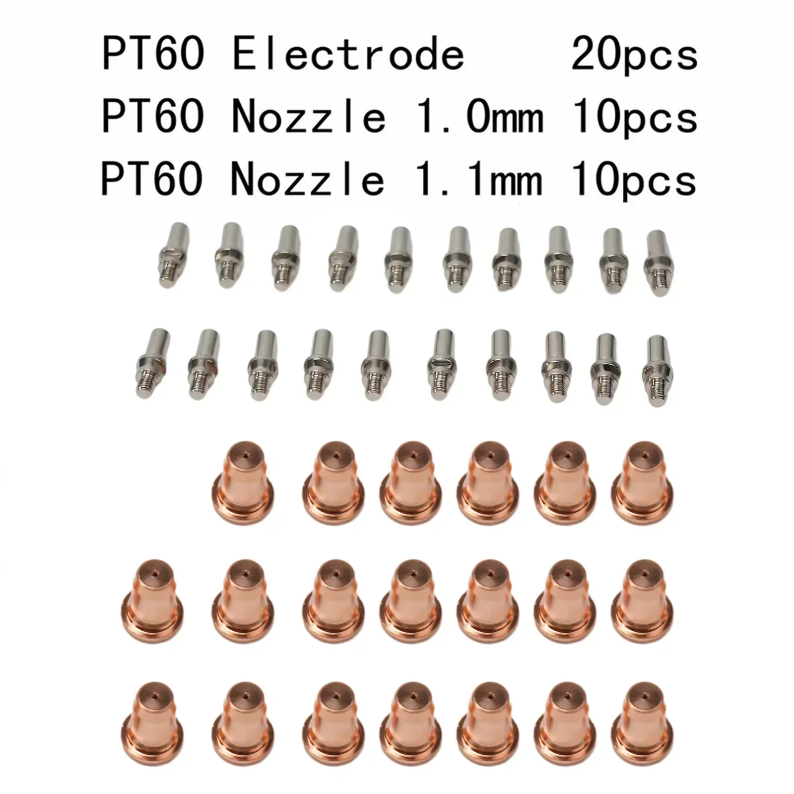 

40pcs/kit Plasma Tips 1.0mm 1.1mm Electrode 52582 For IPT-60 PT60 PT40 IPT-40 Torch Replacement Parts