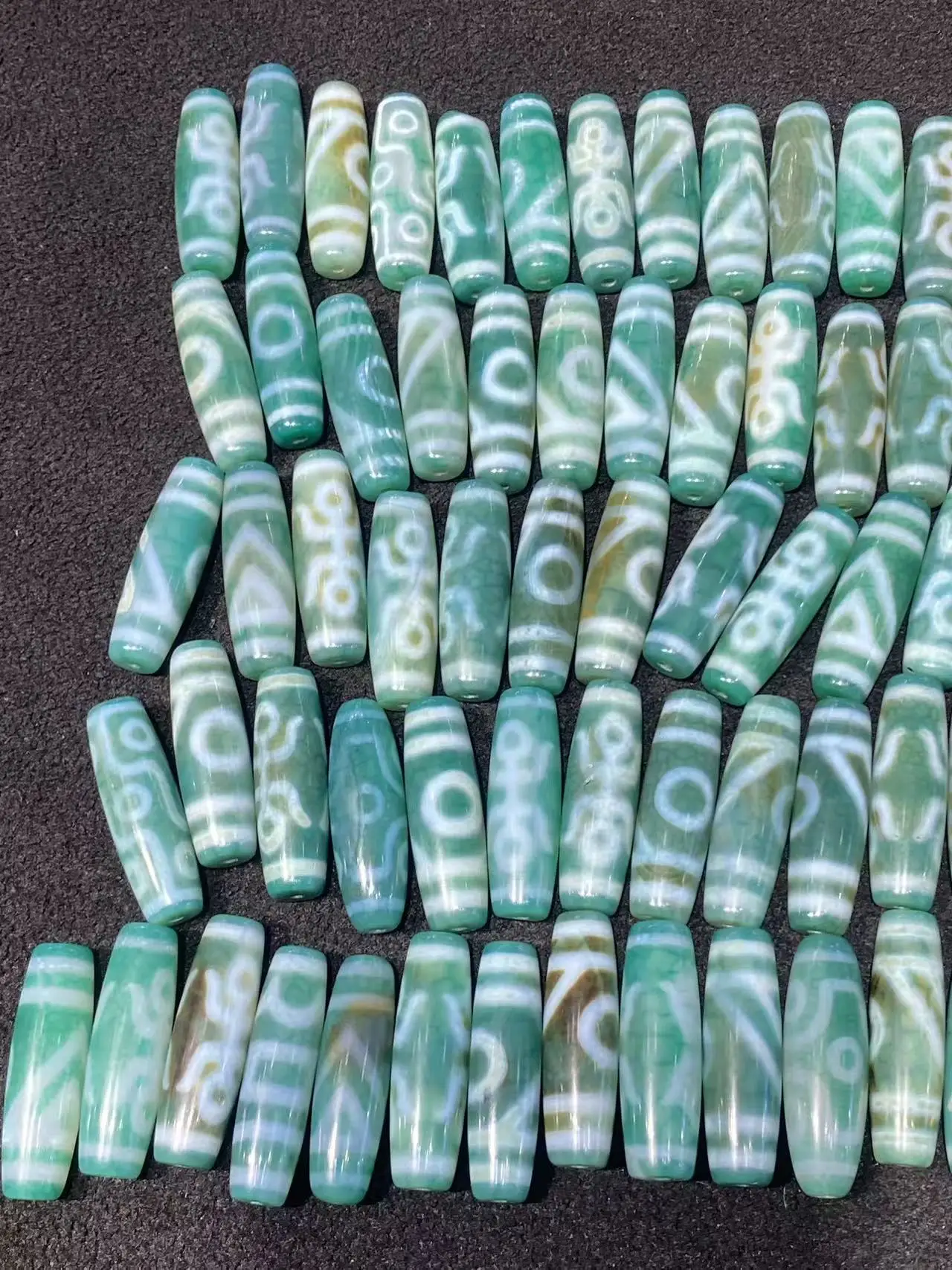 50pcs/lot Special wholesale of Taiwanese craft brown and green agate Dzi bead large size 40-60mm weathered patina loose beads