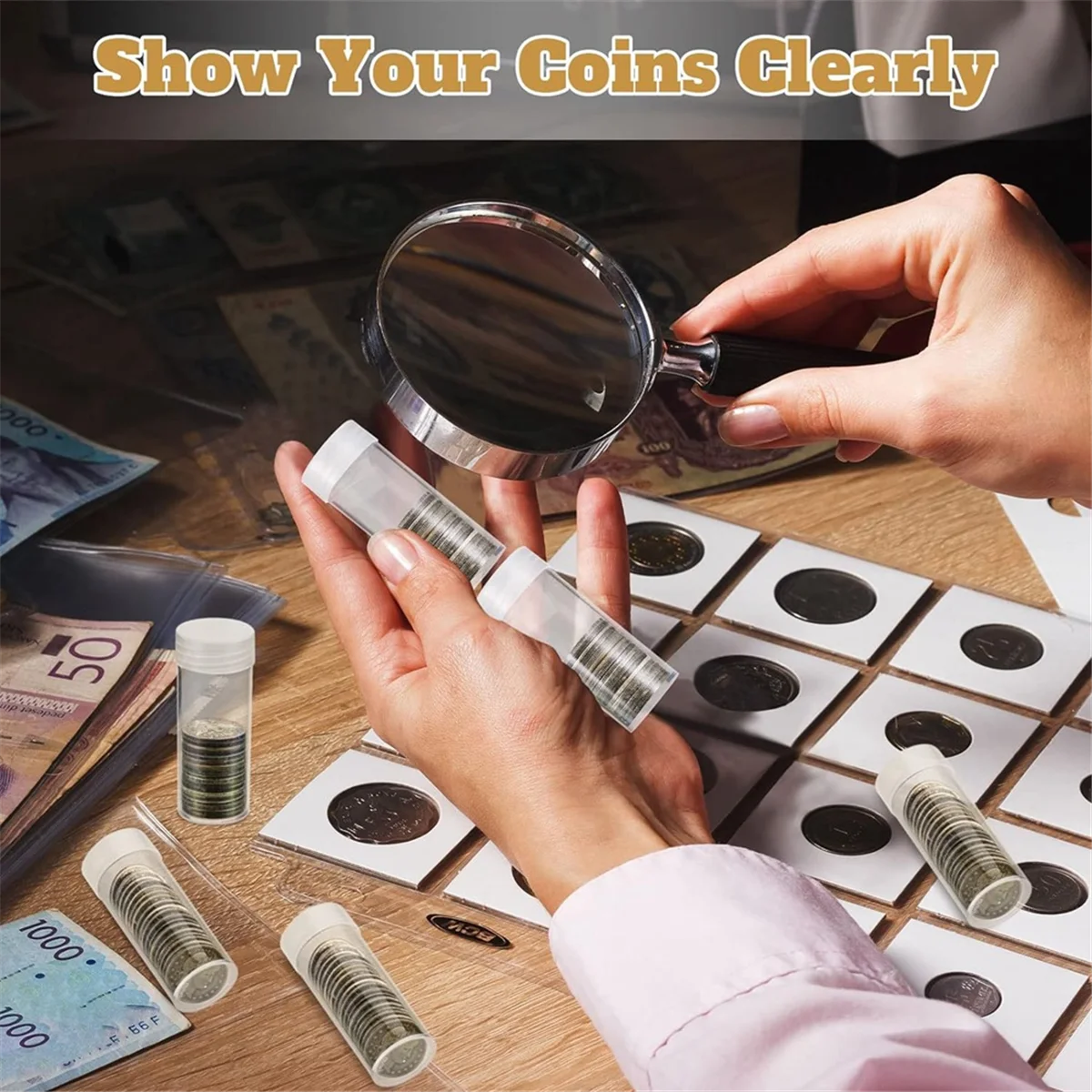 

X61A_Coin Storage Tube, Plastic Coin Tube, Commemorative Coin Protection Tube, Whole Roll Loose Coin Tube (30 Pieces)