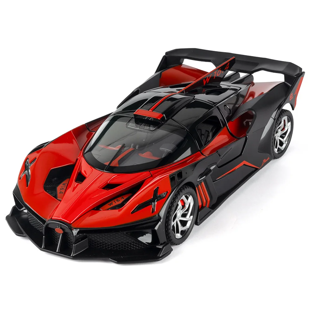 Modèle de voiture de Sport en alliage Bugatti Bolide, jouets de Simulation, véhicule en métal moulé sous pression avec son et lumière, décoration rétractable, cadeaux pour garçons, 1/32