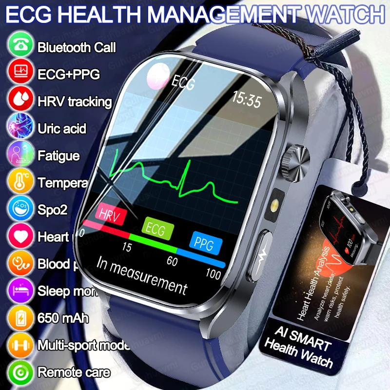 جديد AI ECG قياس دقيق معدل ضربات القلب ساعة ذكية للرجال امتحان جسدي صغير ضغط الدم بلوتوث دعوة الصحة الرياضة Smartwatch