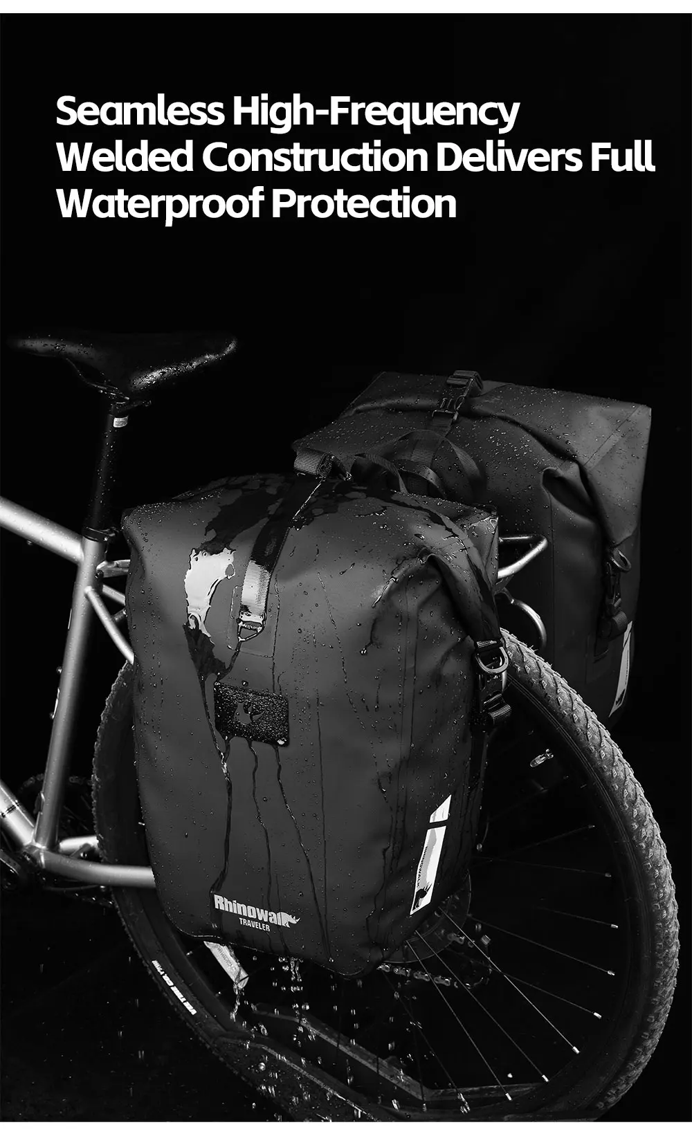 Rhinowalk Fahrradtasche, Schnellverschluss, wasserdicht, Fahrradträger, Seitentasche, Gepäcktasche für Rennrad, MTB, Touren und Klappfahrrad – Detail 7