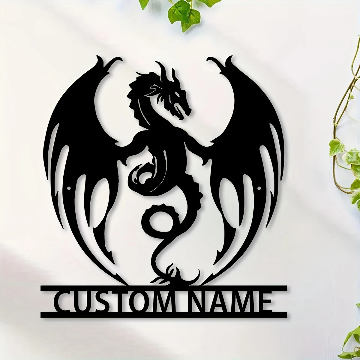 Customizable Metal Flame Dragon Wall Art Personalized Farmhouse Style Decor Custom Name Gift for Porch Courtyard view 4