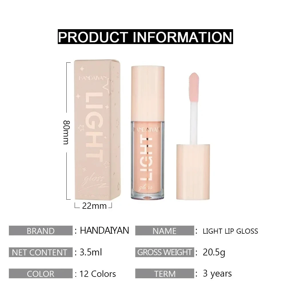 Mirror Water Glitter Lip Gloss, hidratante brilhante, óleo de lábios transparente, primer claro duradouro, batom hidratante gordo, maquiagem, 1pc