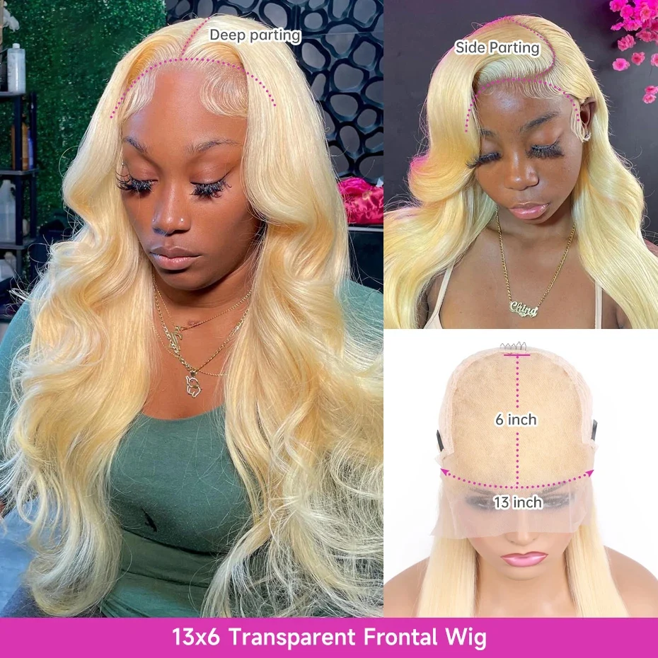 Transparent Lace Front Wig 613 Blonde Body Wave13x4 13x6 360 Lace Frontal Wigs 180 200 220 Density Brazilian Human Hair Wig Pre Plucked Brazilian Remy Hair Wigs
