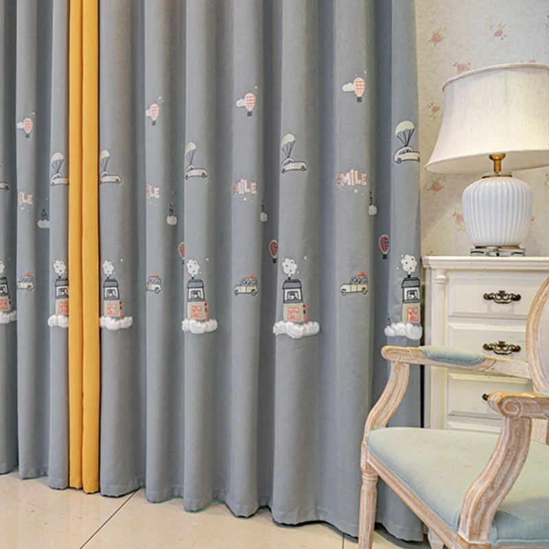 Curtains for Living Dining Room Bedroom 2023 New Children's Room Curtains Cartoon Embroidery