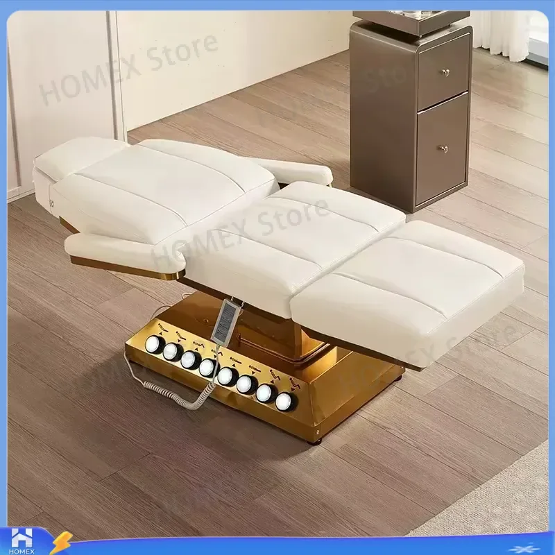 2025 New Electric Massage Bed with Motor Modern Beauty Salon Facial Care Table Adjustable Lash Extension Couch Spa Furniture
