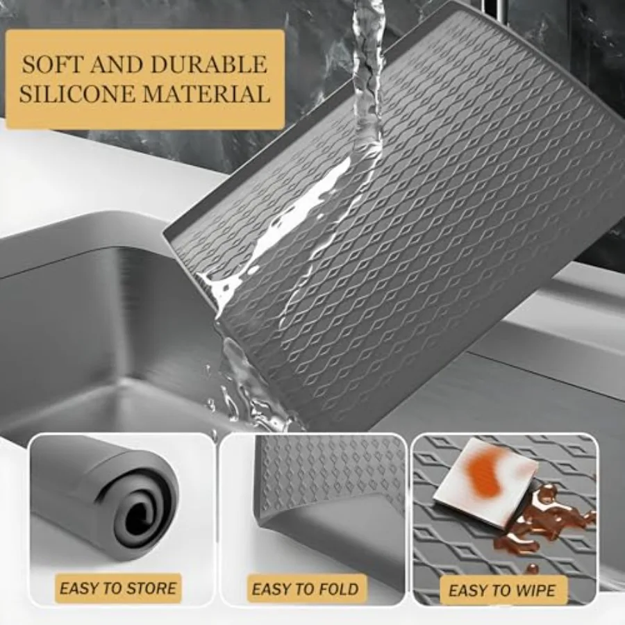 حصيرة حماية علوية للغسالة والمجفف 2 قطعة 25.6 بوصة × 23.6 بوصة وسادة غبار من السيليكون غير قابلة للانزلاق ومقاومة للحرارة ومضادة للتسرب لـ L