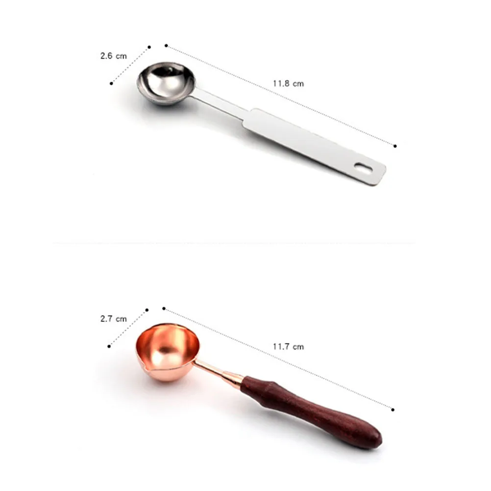 

3Pcs Sealing Wax Spoon Set Stainless Steel Wooden Handle Melting Tools for Letter Envelopes Invitations Seal Supplies