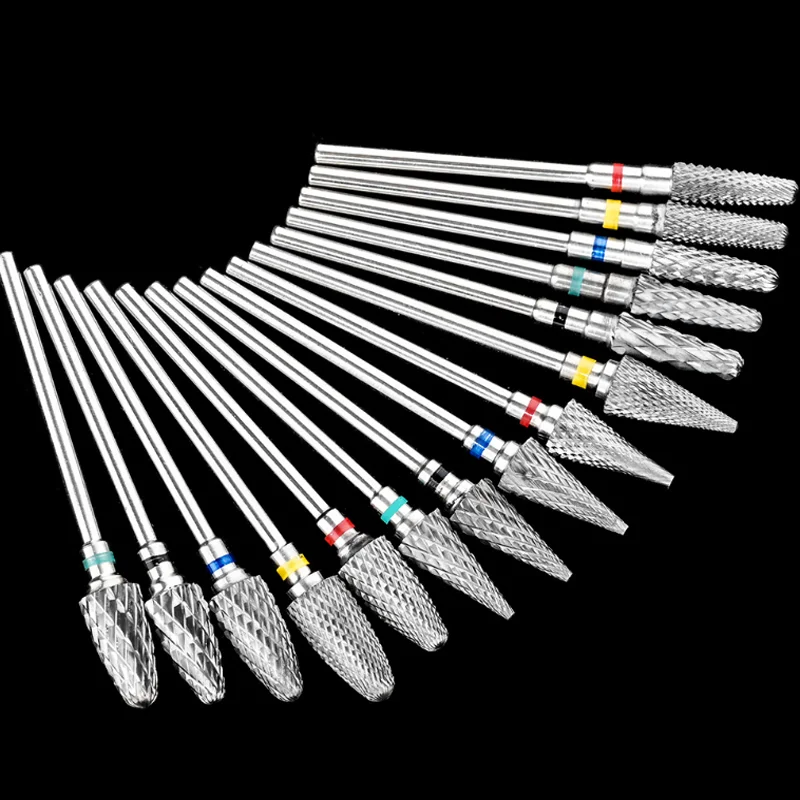 Wolfraamstaal nagellak hoofd conische ronde platte kop nagelreparatie accessoires gereedschap verwijderen nagel patch manicure polijstkop