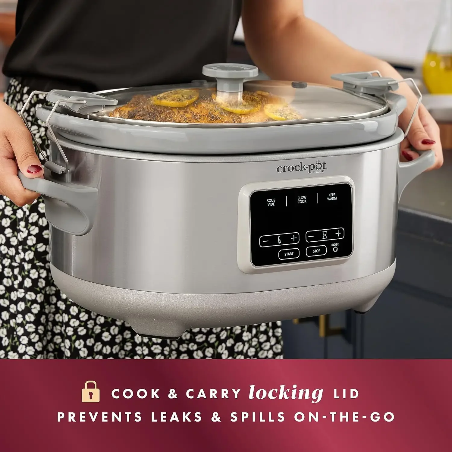 7-Quart Cook & Carry™ Slow Cooker with Sous Vide,Programmable, Stainless Steel