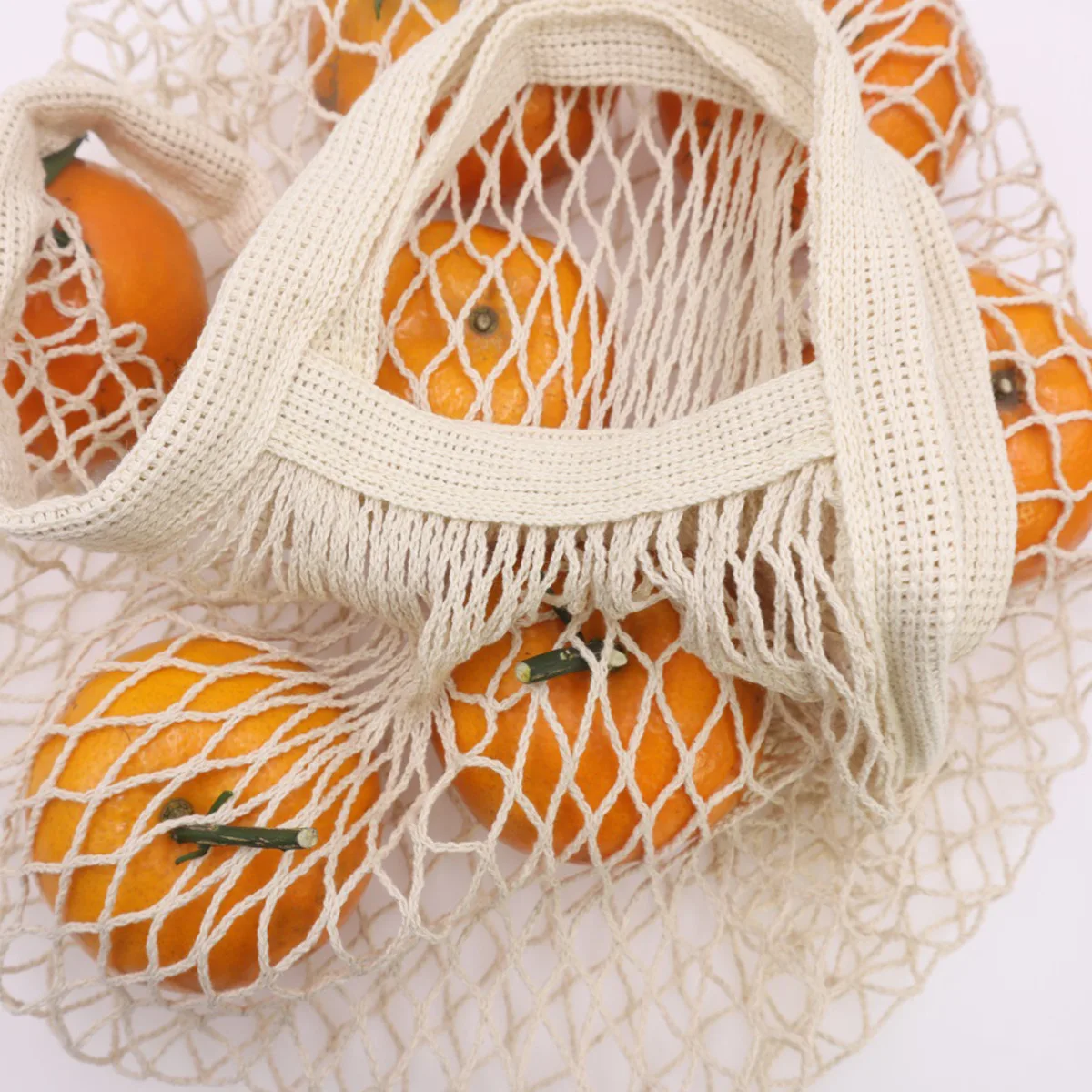 Portable Reusable Grocery Bags for Fruit Vegetable Bag Cotton Mesh String Organizer Handbag Short Handle Net Shopping Bags Tote