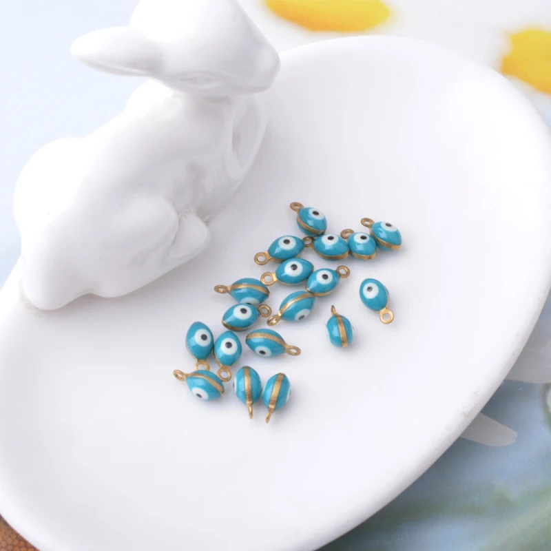 30 Stück doppelseitige Böses-Auge-Anhänger aus Kupfer mit Emaille, Mini-Anhänger für Armbänder, Halsketten, Ohrringe, Accessoires – Detail 11