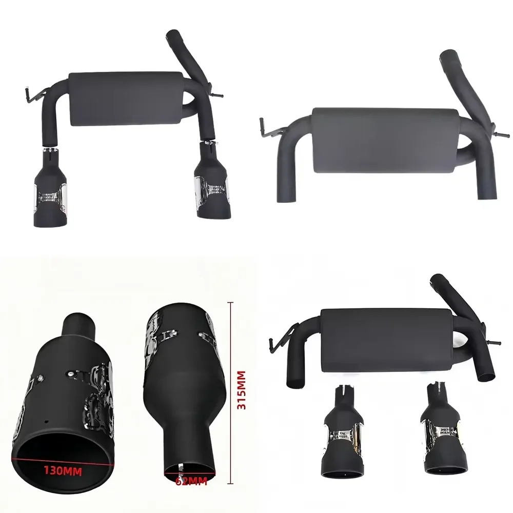 【Durable Practical Daria】 Wrangler JK/JL Exhaust Pipes Set Skull Back Paint Tailpipe Muffler with Tail Throat Enhance