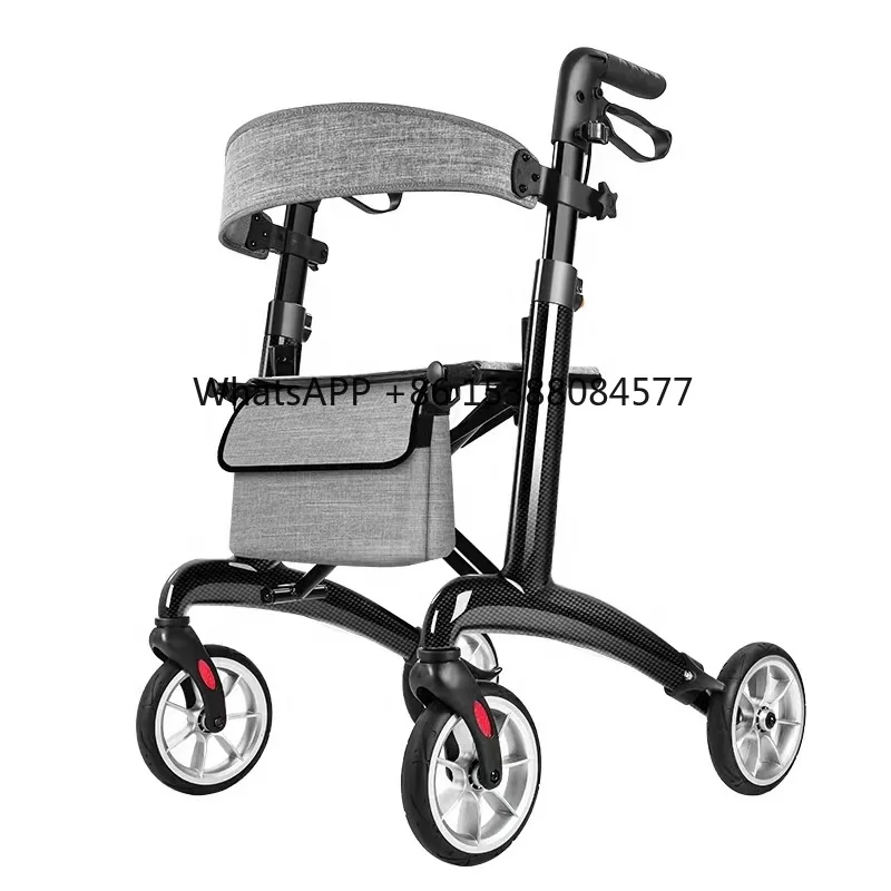 

Hot Trending Products Light Bariatric Carbon Fiber Rollator Folding Walker Walking Chair with Seat