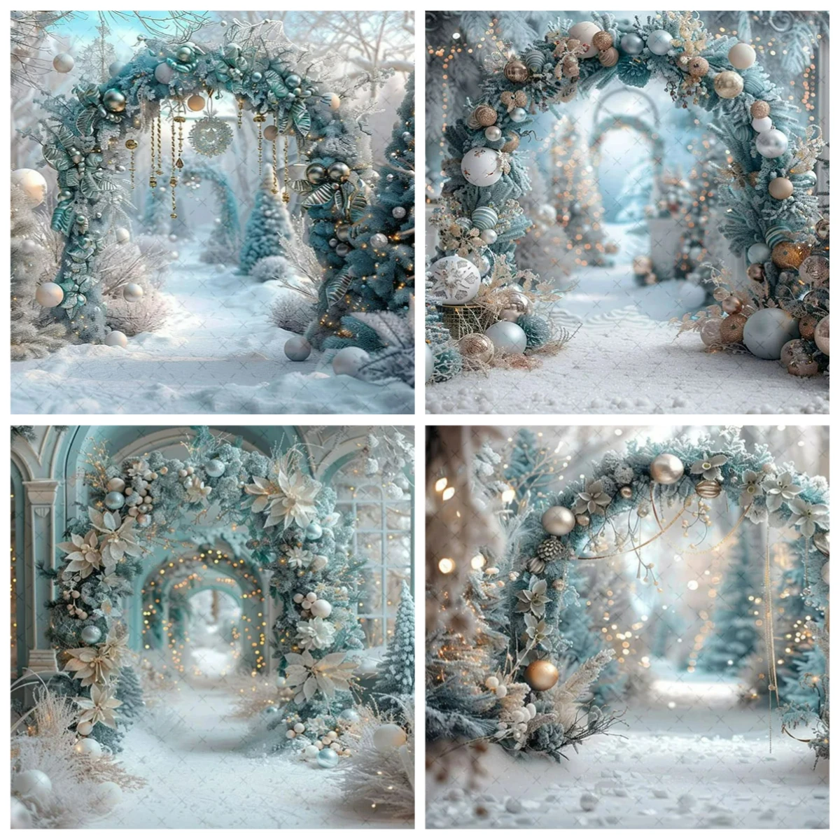 

ChristmasPhotography Background Winter Christmas Arch Wonderland Snow Xmas Tree Kids Family Portrait Decor Backdrop Photo Studio