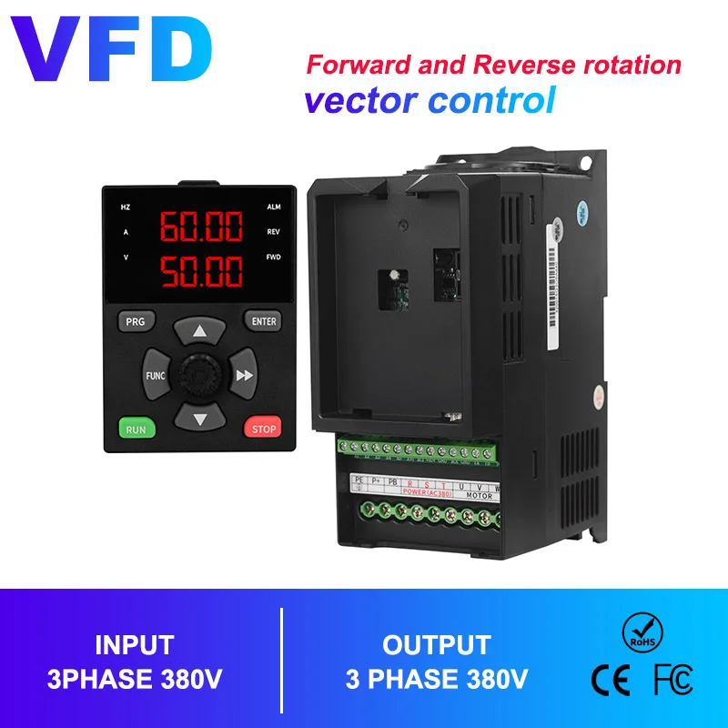 Inverter VFD 2.2KW Frequency Inverter 3Phase 380V 3 Phase 380V Frequency inverter