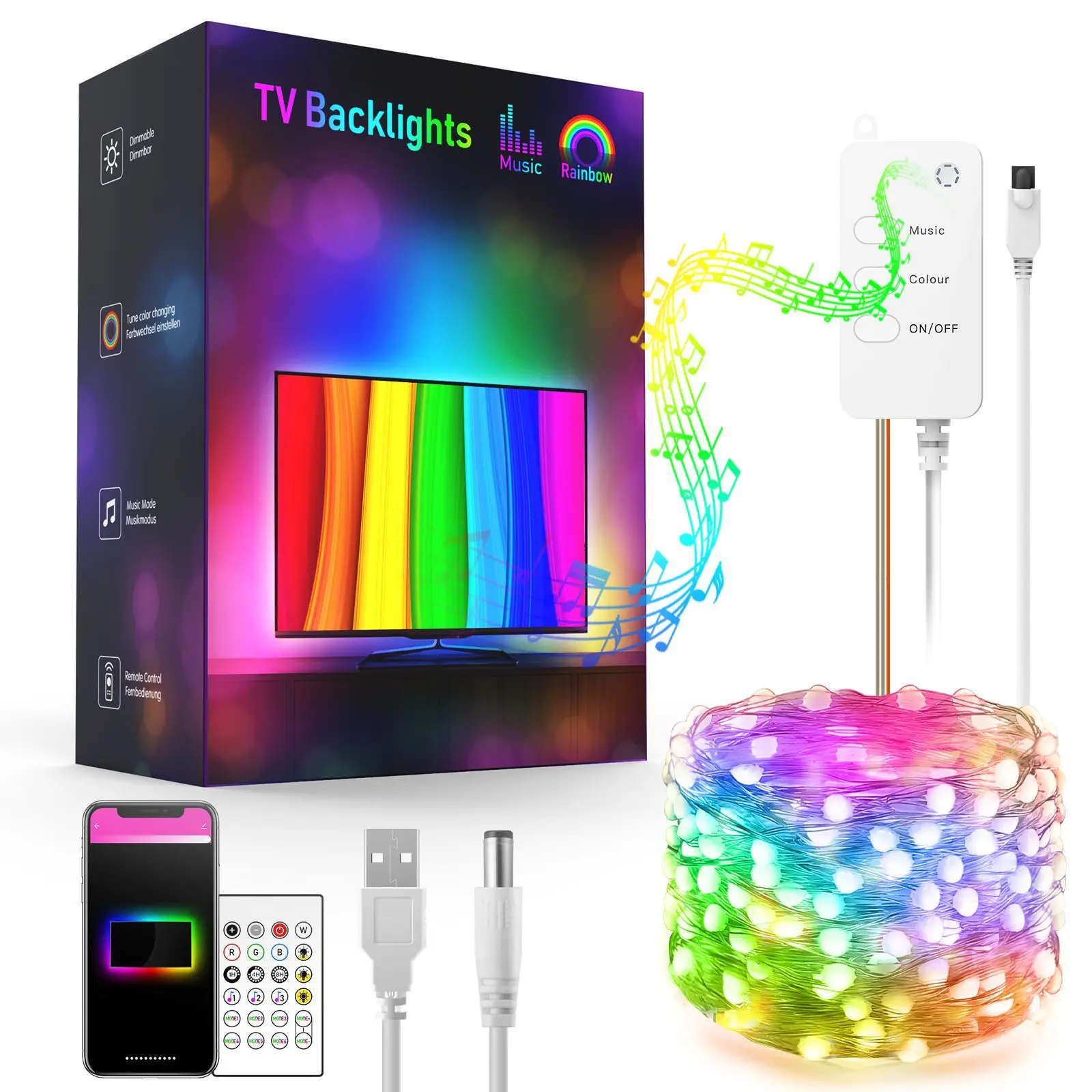 Hot Sales For Tuya WiFi Smart RGB Strip Lights Music App ABS Control & 16M Colors Versatile Control For METHODS Replace Supplies
