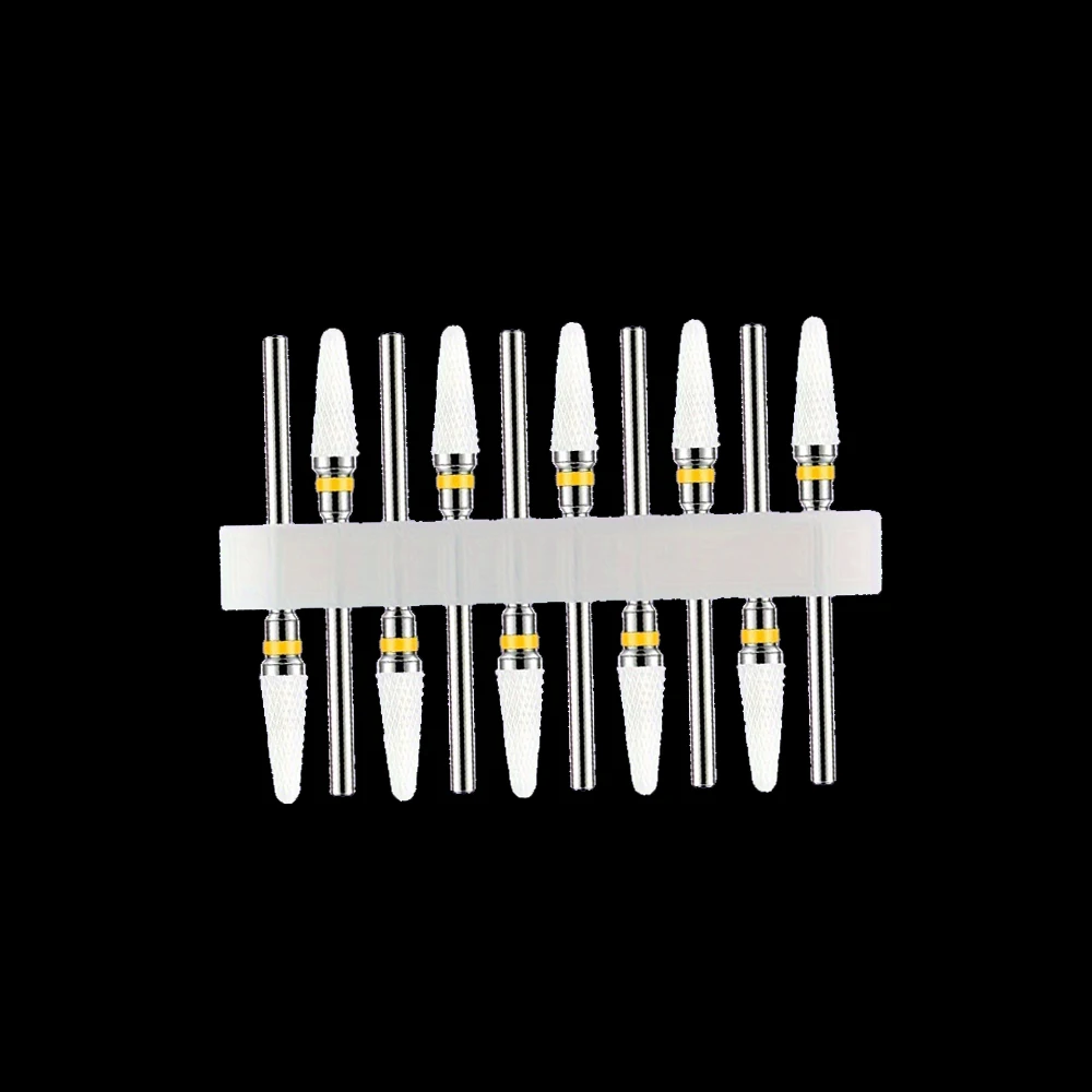 10 stuks 3/32 keramische nagelboorbits, professioneel en duurzaam, voor het verwijderen van gelnagels, het reinigen van nagelriemen, ideaal voor manicures