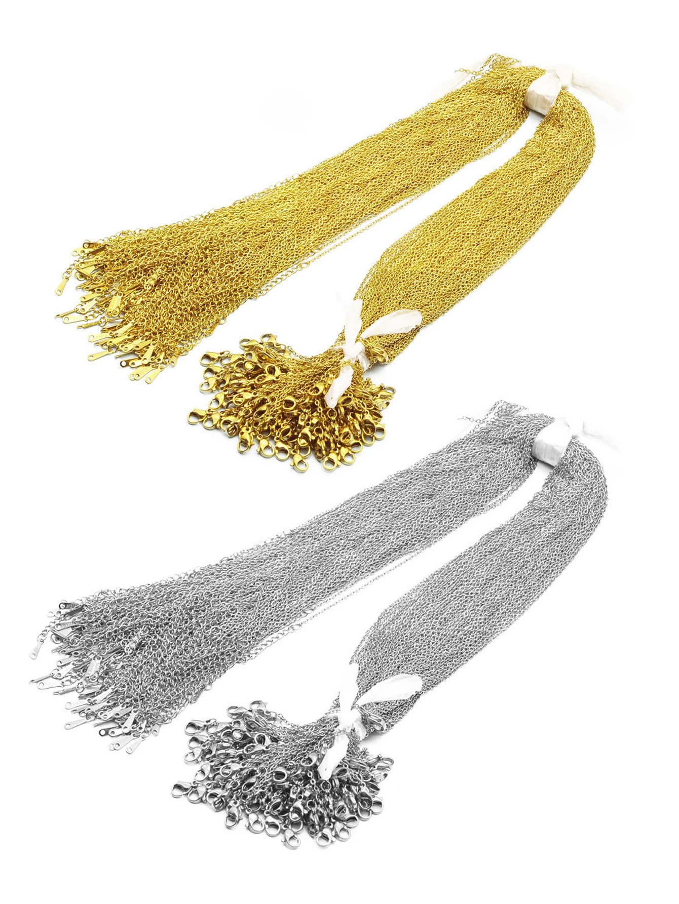 

10/100 шт., позолоченные цепочки из нержавеющей стали