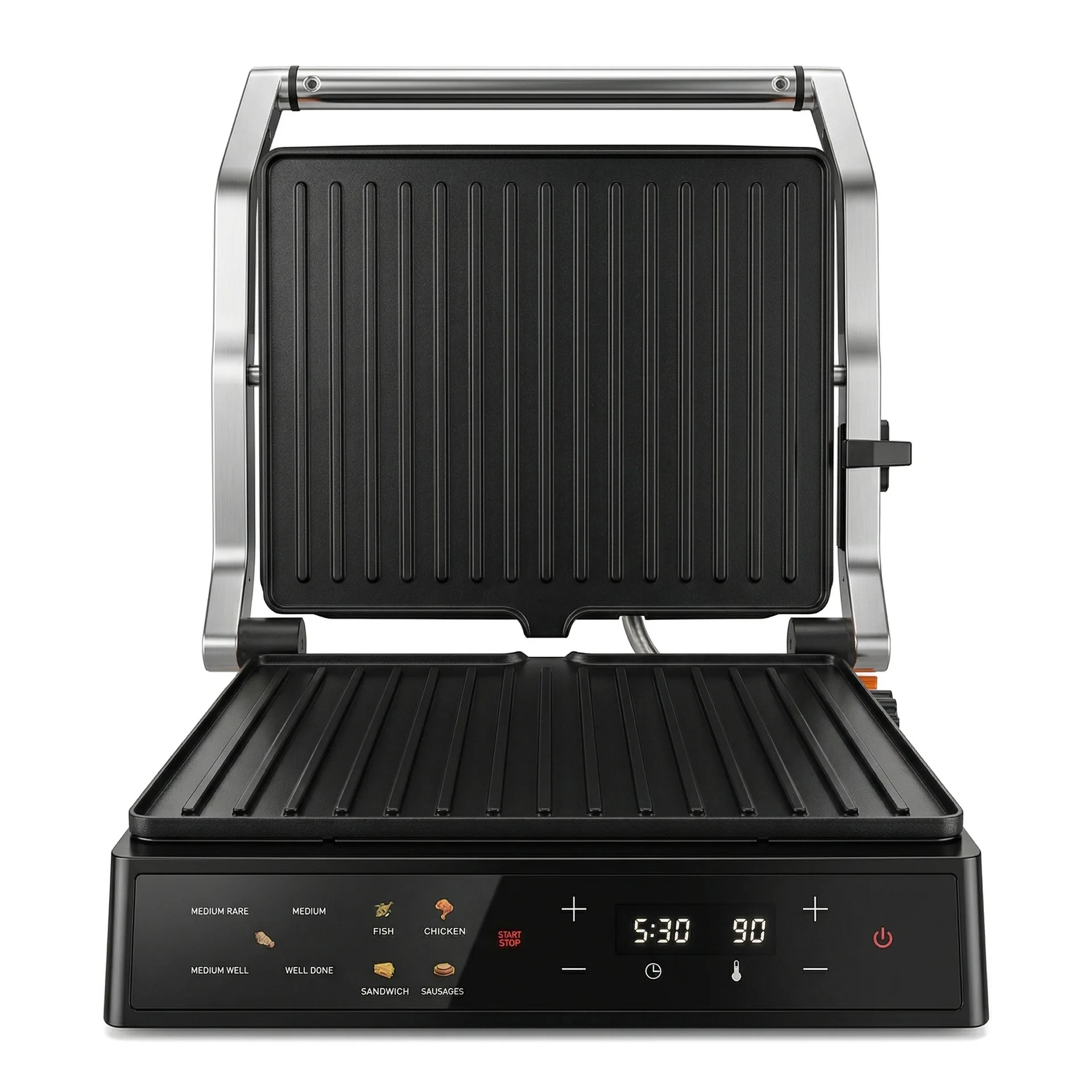EU Plug 2000W Electric Grill Press Touch Temperature Control Flatable Panini Steak Breakfast Maker for Home