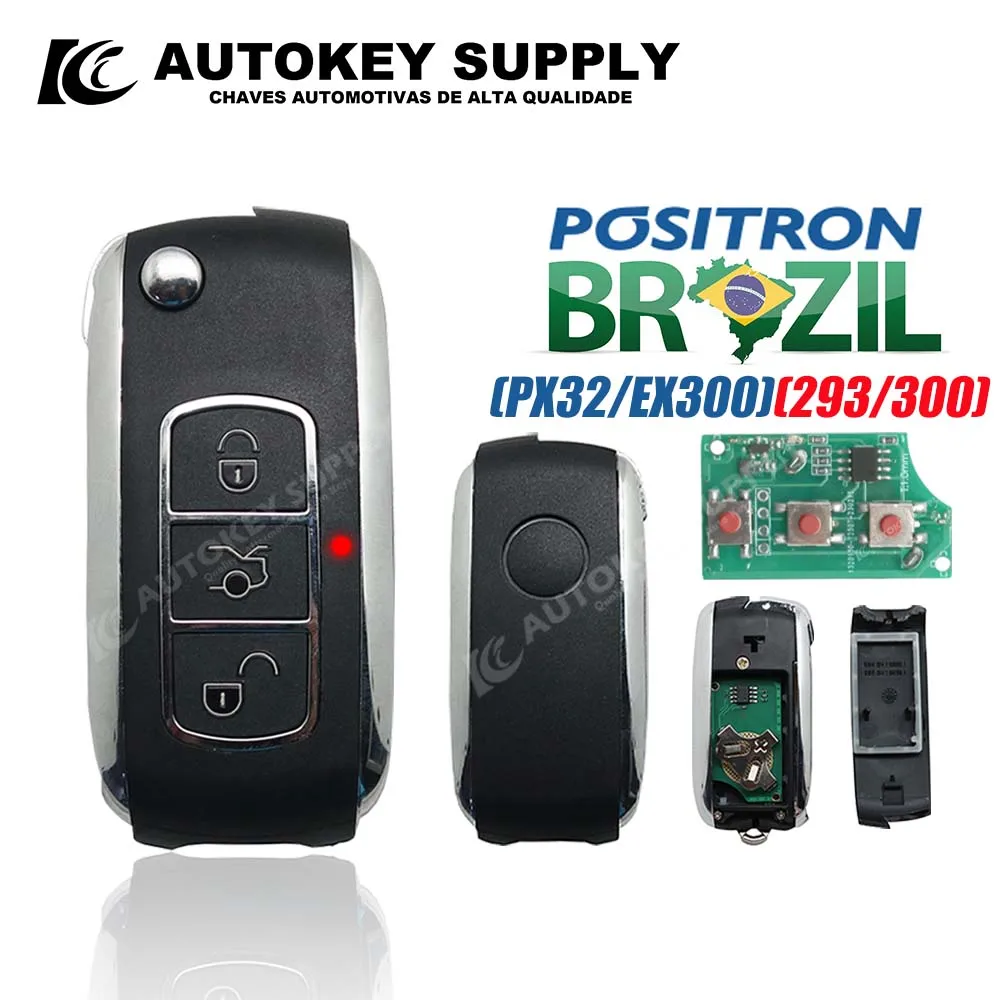 Autokeysupply AKBPCP052 Sistema de Alarme com Chave Remota de 3 Botões, - Programação Dupla PX32 EX300 Para Positron Brasil