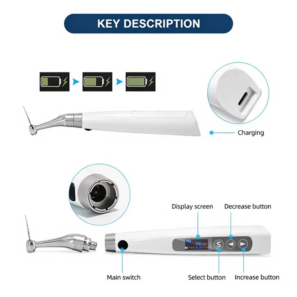 AG Brushless Endodontic Motor Machine Wireless 6:1 E Connect with Built-in Apex Locator and Files Selection for Root Canal Care
