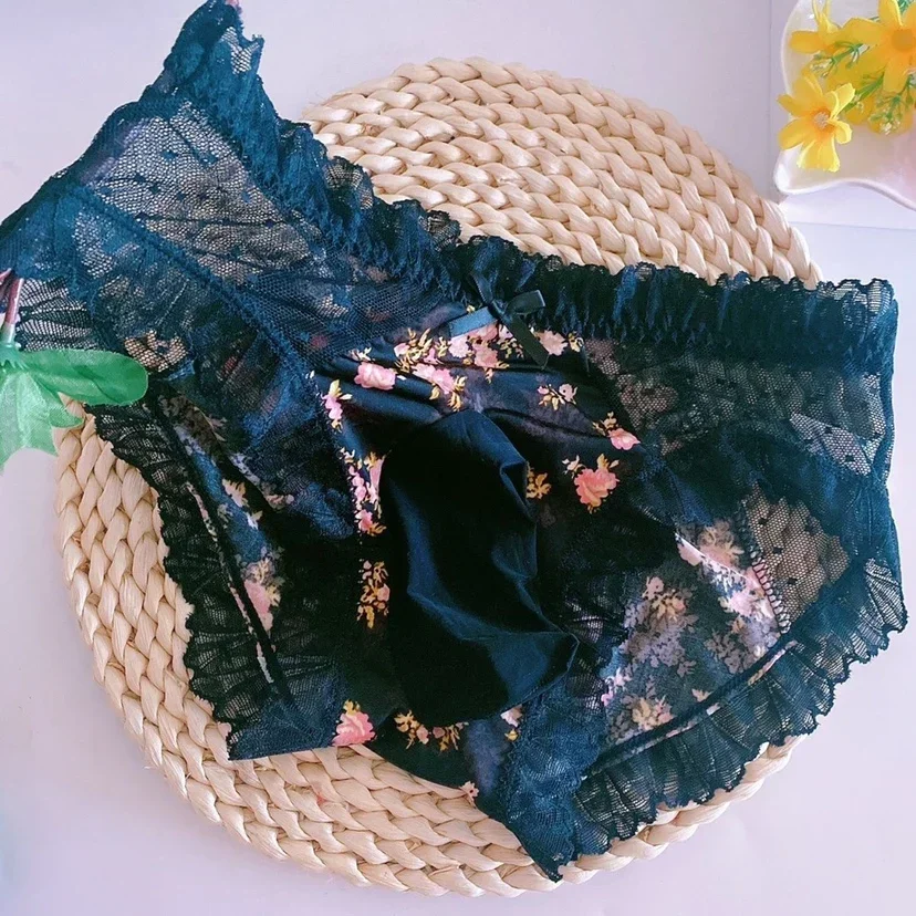 

Мужские кружевные трусы с цветочным принтом в японском стиле