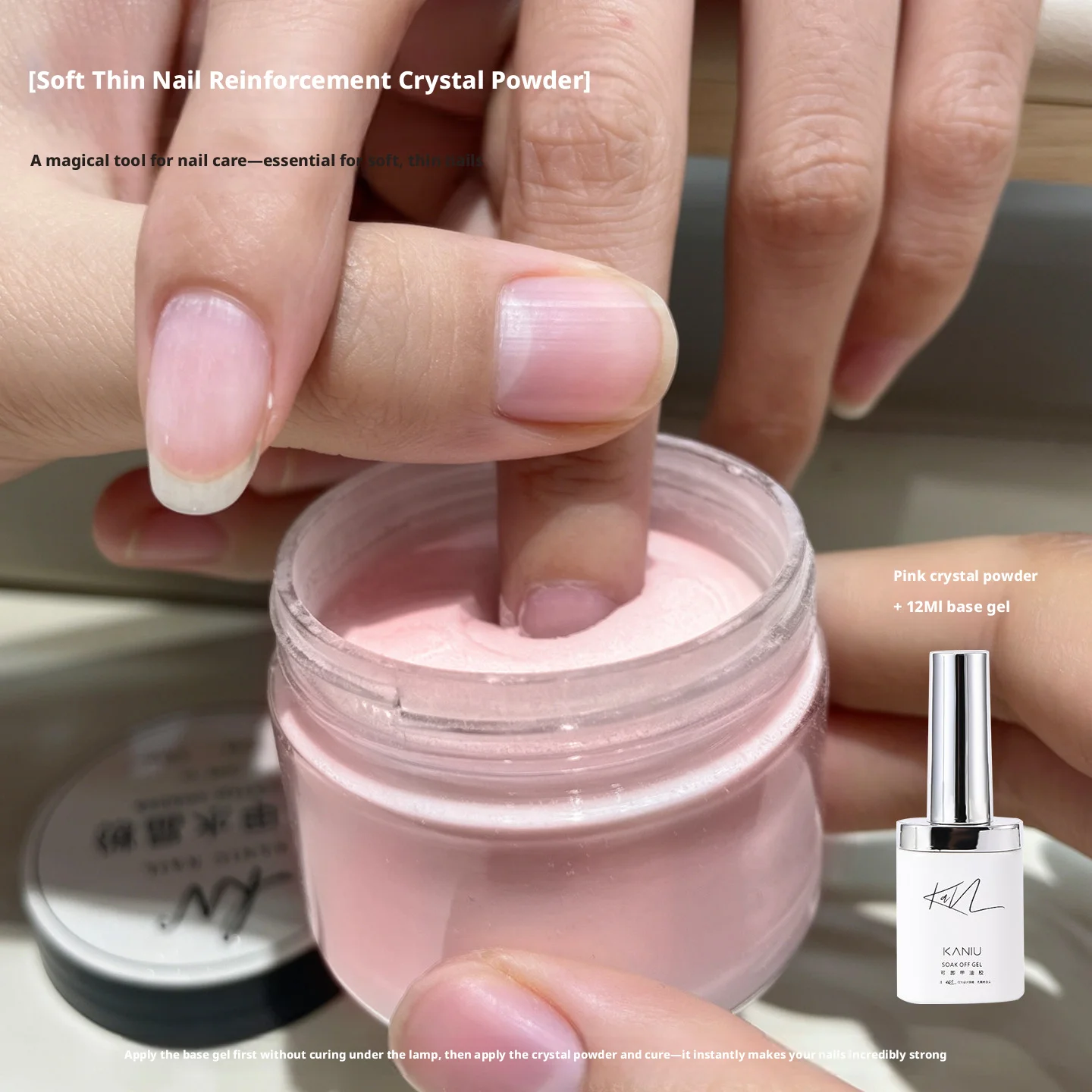 KANIU 30g Crystal Reinforcement Powder Soft Thin Nails UV Gel Polish Dip Powder Dip Powder For Soft Thin Nail Strengthening