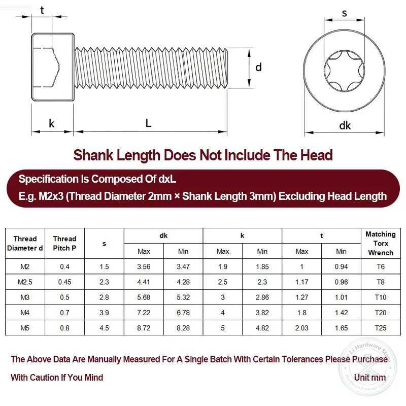 M2.5 M3 M4 M5 A2 304 Stainless Steel Anti Theft Torx Socket Head Cap Screws Anti Disassembly Cylindrical Security Machine Bolts
