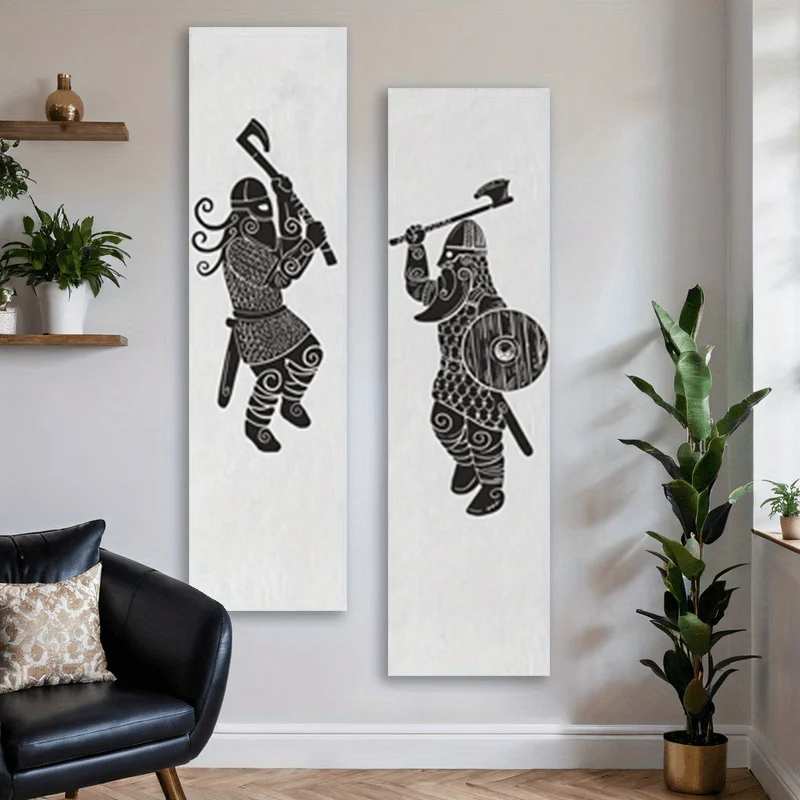 Viking Warrior Norse Mythology Vertical Large Tapestry, Black White Aesthetic Large Wall Tapestry, Room Decoration Items for Bed