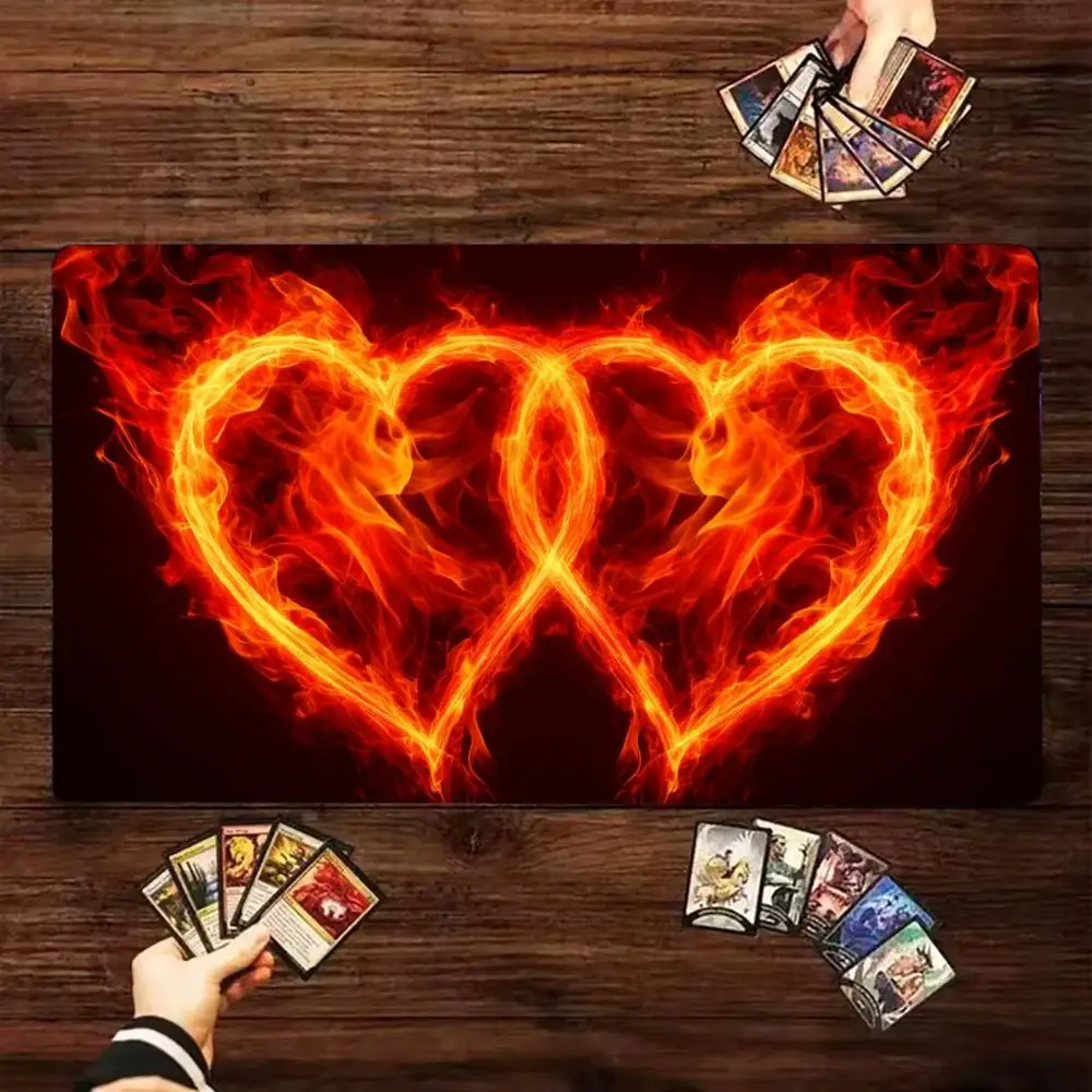 Flame Heart Large Desk Mat Non Slip Extended Mouse Pad Burning Love Pattern for Gaming Office mouse pad