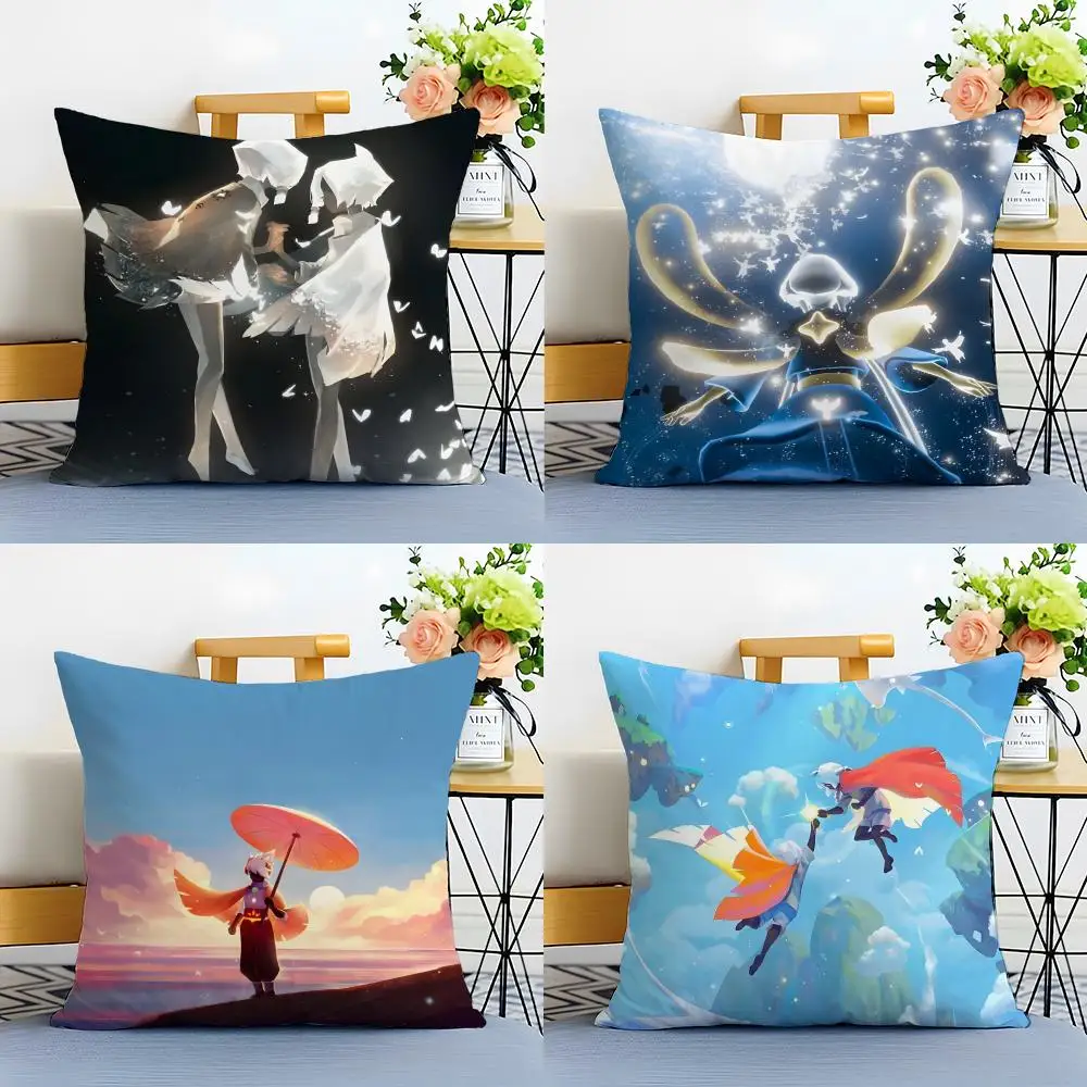 Warm Healing S-Sky Children Of The Lights Cushion Cover Washable Linen Pillowcase Soft  for Sofa Bed Cozy Home Room Decor
