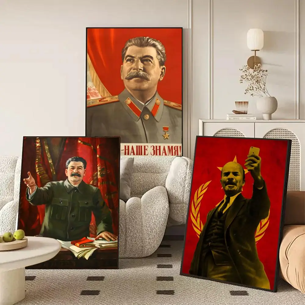 ملصق لينين وستالين ملصق مثالي فني ذاتي اللصق مصمم لمساحات مكتب الطعام المنزلية