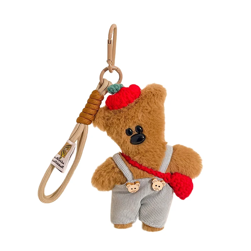 Braunbär Plüsch-Schlüsselanhänger Luxus-Taschenanhänger Niedlicher Bären-Schlüsselanhänger für Geldbörsen Handtaschen Taschenzubehör Auto-Anhänger Teddybären Schlüsselring – Detail 5
