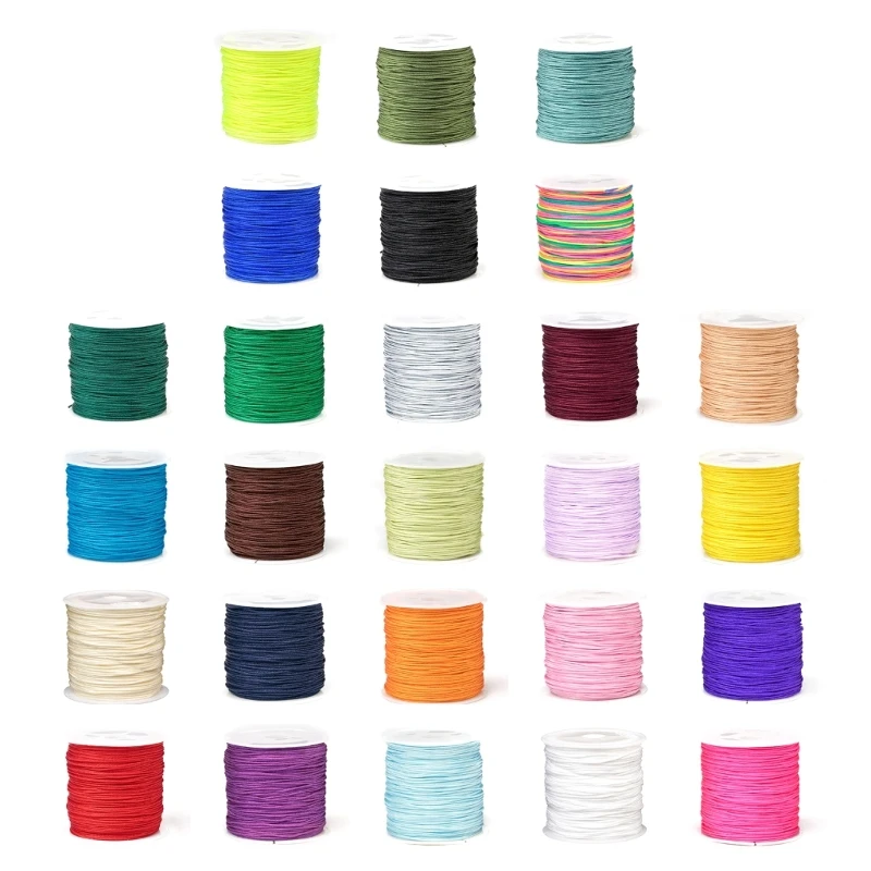 49 Yards 0.8mm Nylon Beading String Cord 26 Color Chinese Knotting Cord Nylon Thread Braided Cord for Bracelets Ornament