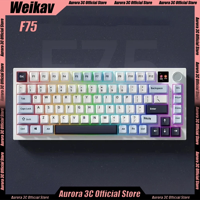 

WEIKAV F75 Mechanical Gamer Keyboard 3Mode 2.4G PBT Bluetooth Wireless Keyboard Hot Swap Rgb Backlit Office Gaming Keyboard Gift