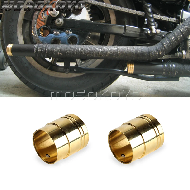 2Pcs Universal Brass Exhaust Tail Muffler Tip Pipe Cafe Racer For Harley Chopper Bobber Custom Honda Yamaha Exhaust Muffler End