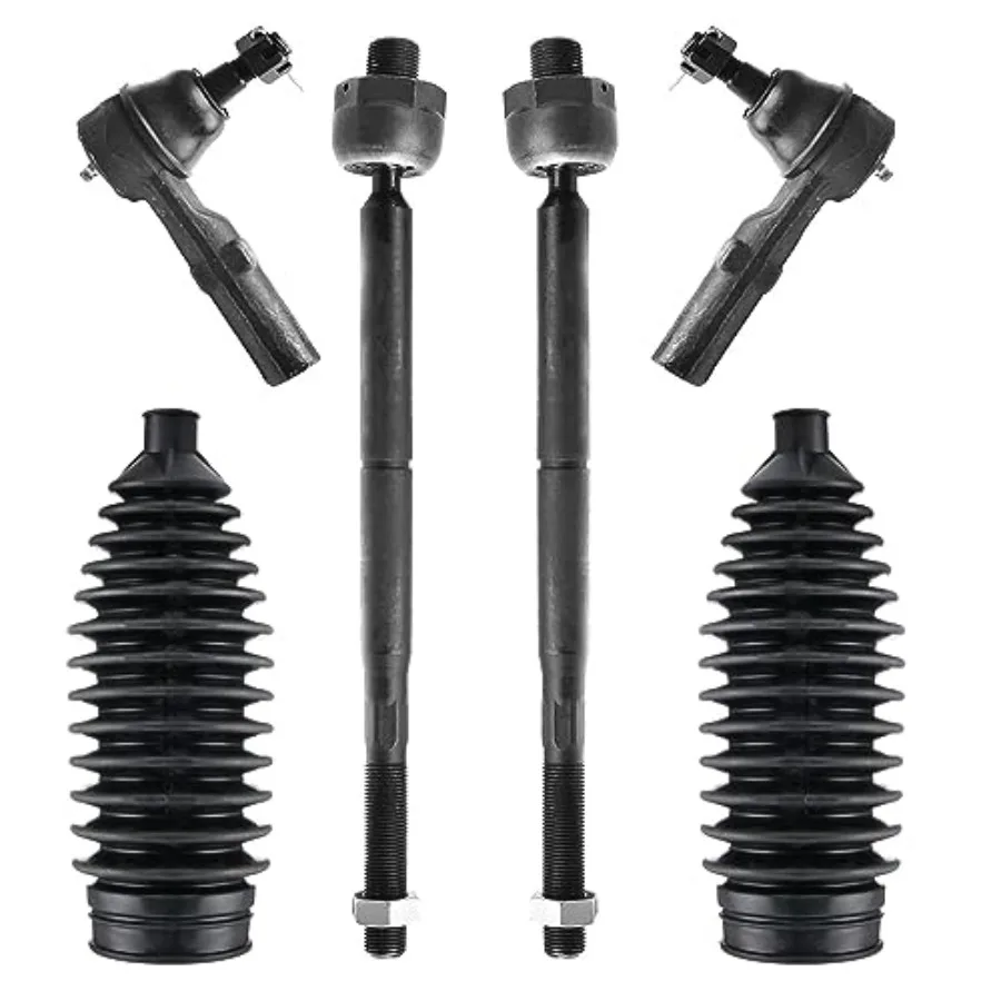 

6pcs Front Inner and Outer Tie Rod End Complete Kit + Steering Rack Boots Compatible with 2005-2010 Chrysler 300 Dodge Charger