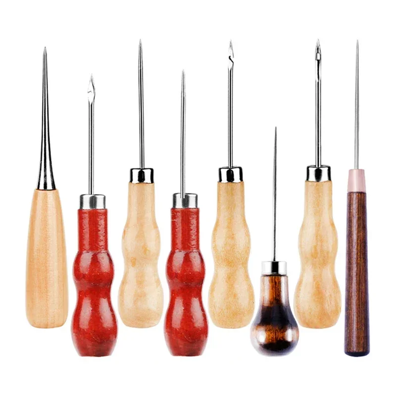 الخياطة خياطة Awl مع مقبض خشبي ، Awls ، أدوات العمل الجلدية ، لتقوم بها بنفسك الأدوات الحرفية ، إصلاح قماش ، Shoemaker ، 1 قطعة