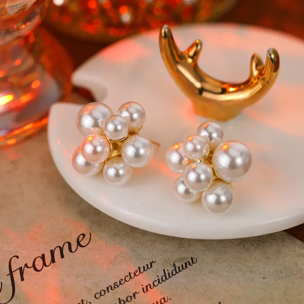 المتقدمة ثلاثي الأبعاد اللؤلؤ الأبيض الطبقات الأذن كليب الفرنسية الرجعية الأقراط، بسيطة المرأة التنقل مجوهرات اكسسوارات #3