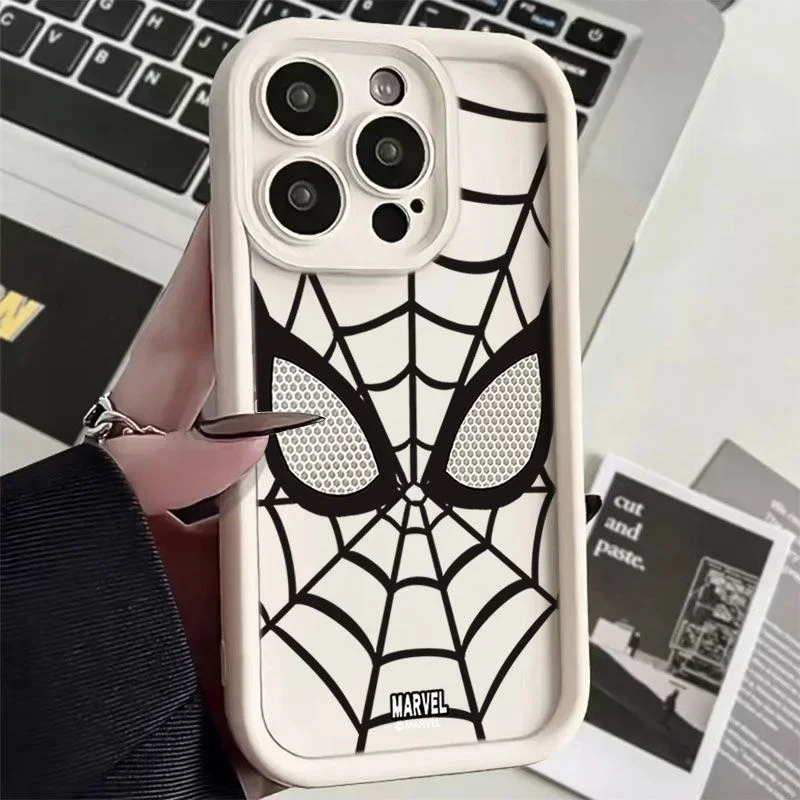 Marvel Spider Man Plain Multistep TPU Soft Phone Cases For iPhone 16 15 14 13 12 11 Pro Max XR XS 7 8 Plus Silicone Cover Etui