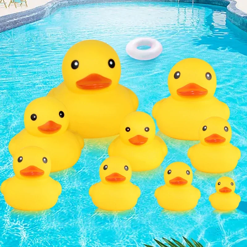 Pato amarillo grande de goma para baño, juguetes de baño Kawaii, Flotador para apretar, regalo para bebé